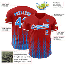 Charger l'image dans la galerie, Custom Red Electric Blue-White Geometric Hexagonal Dot Gradient Authentic Baseball Jersey
