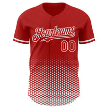 Charger l'image dans la galerie, Custom Red-White Geometric Hexagonal Dot Gradient Authentic Baseball Jersey
