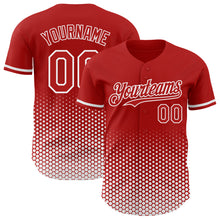 Charger l'image dans la galerie, Custom Red-White Geometric Hexagonal Dot Gradient Authentic Baseball Jersey
