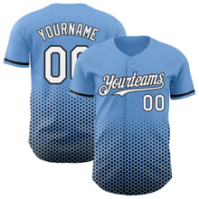 Charger l'image dans la galerie, Custom Light Blue White-Black Geometric Hexagonal Dot Gradient Authentic Baseball Jersey

