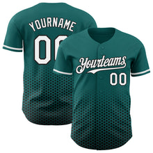Charger l'image dans la galerie, Custom Teal White-Black Geometric Hexagonal Dot Gradient Authentic Baseball Jersey
