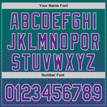 Charger l'image dans la galerie, Custom Teal Purple-White Geometric Hexagonal Dot Gradient Authentic Baseball Jersey
