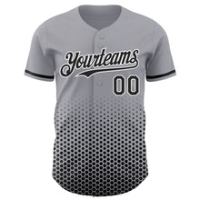 Charger l'image dans la galerie, Custom Gray Black-White Geometric Hexagonal Dot Gradient Authentic Baseball Jersey
