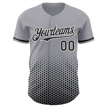 Custom Gray Black-White Geometric Hexagonal Dot Gradient Authentic Baseball Jersey