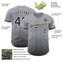 Charger l'image dans la galerie, Custom Gray Black-White Geometric Hexagonal Dot Gradient Authentic Baseball Jersey
