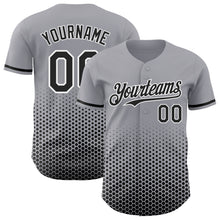 Charger l'image dans la galerie, Custom Gray Black-White Geometric Hexagonal Dot Gradient Authentic Baseball Jersey
