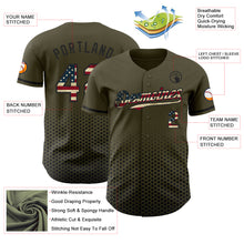 Charger l'image dans la galerie, Custom Olive Vintage USA Flag-Black Geometric Hexagonal Dot Gradient Authentic Baseball Jersey
