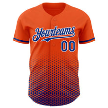 Charger l'image dans la galerie, Custom Orange Royal-White Geometric Hexagonal Dot Gradient Authentic Baseball Jersey
