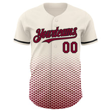 Charger l'image dans la galerie, Custom Cream Maroon-Black Geometric Hexagonal Dot Gradient Authentic Baseball Jersey
