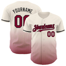 Charger l'image dans la galerie, Custom Cream Maroon-Black Geometric Hexagonal Dot Gradient Authentic Baseball Jersey
