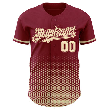 Custom Crimson-Cream Geometric Hexagonal Dot Gradient Authentic Baseball Jersey