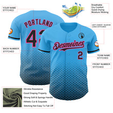 Charger l'image dans la galerie, Custom Sky Blue Black-Pink Geometric Hexagonal Dot Gradient Authentic Baseball Jersey
