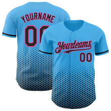 Charger l'image dans la galerie, Custom Sky Blue Black-Pink Geometric Hexagonal Dot Gradient Authentic Baseball Jersey
