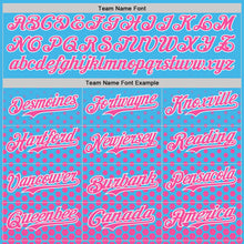 Charger l'image dans la galerie, Custom Sky Blue Pink-White Geometric Hexagonal Dot Gradient Authentic Baseball Jersey
