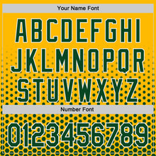 Charger l'image dans la galerie, Custom Gold Green-White Geometric Hexagonal Dot Gradient Authentic Baseball Jersey

