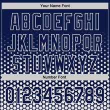 Charger l'image dans la galerie, Custom Navy-White Geometric Hexagonal Dot Gradient Authentic Baseball Jersey
