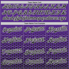 Charger l'image dans la galerie, Custom Purple Black-White Geometric Hexagonal Dot Gradient Authentic Baseball Jersey
