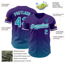 Charger l'image dans la galerie, Custom Purple Teal-White Geometric Hexagonal Dot Gradient Authentic Baseball Jersey
