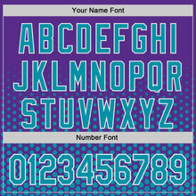 Charger l'image dans la galerie, Custom Purple Teal-White Geometric Hexagonal Dot Gradient Authentic Baseball Jersey
