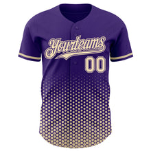 Charger l'image dans la galerie, Custom Purple-Cream Geometric Hexagonal Dot Gradient Authentic Baseball Jersey
