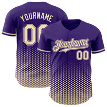Charger l'image dans la galerie, Custom Purple-Cream Geometric Hexagonal Dot Gradient Authentic Baseball Jersey
