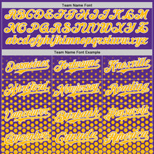 Charger l'image dans la galerie, Custom Purple Gold-White Geometric Hexagonal Dot Gradient Authentic Baseball Jersey
