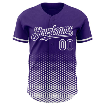 Custom Purple-White Geometric Hexagonal Dot Gradient Authentic Baseball Jersey