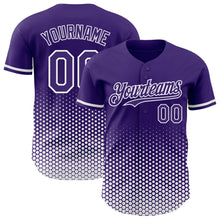 Charger l'image dans la galerie, Custom Purple-White Geometric Hexagonal Dot Gradient Authentic Baseball Jersey
