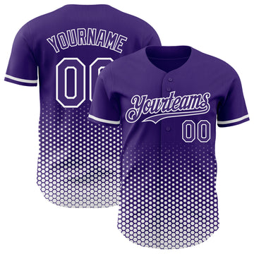 Custom Purple-White Geometric Hexagonal Dot Gradient Authentic Baseball Jersey