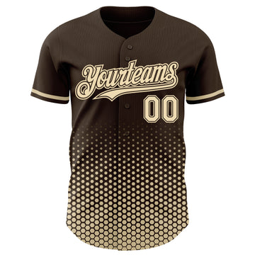Custom Brown-Cream Geometric Hexagonal Dot Gradient Authentic Baseball Jersey
