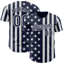 Laden Sie das Bild in den Galerie-Viewer, Custom Navy-White USA Flag Patriotic Split Stars and Stripes Authentic Baseball Jersey
