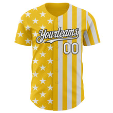 Load image into Gallery viewer, Custom Yellow White-Black USA Flag Patriotic Split Stars and Stripes Authentic Baseball Jersey
