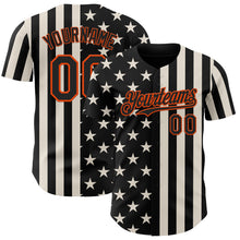 Laden Sie das Bild in den Galerie-Viewer, Custom Black Cream-Orange USA Flag Patriotic Split Stars and Stripes Authentic Baseball Jersey
