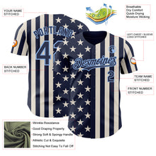 Laden Sie das Bild in den Galerie-Viewer, Custom Navy Cream-Light Blue USA Flag Patriotic Split Stars and Stripes Authentic Baseball Jersey
