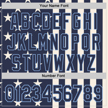 Laden Sie das Bild in den Galerie-Viewer, Custom Navy Cream-Light Blue USA Flag Patriotic Split Stars and Stripes Authentic Baseball Jersey
