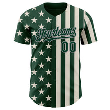 Загрузить изображение в средство просмотра галереи, Custom Green Cream-Gray USA Flag Patriotic Split Stars and Stripes Authentic Baseball Jersey
