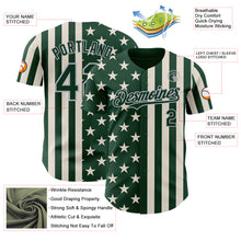 Загрузить изображение в средство просмотра галереи, Custom Green Cream-Gray USA Flag Patriotic Split Stars and Stripes Authentic Baseball Jersey

