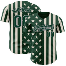 Загрузить изображение в средство просмотра галереи, Custom Green Cream-Gray USA Flag Patriotic Split Stars and Stripes Authentic Baseball Jersey
