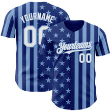 Load image into Gallery viewer, Custom Royal White-Light Blue USA Flag Patriotic Split Stars and Stripes Authentic Baseball Jersey
