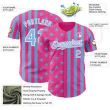Laden Sie das Bild in den Galerie-Viewer, Custom Pink Light Blue-White USA Flag Patriotic Split Stars and Stripes Authentic Baseball Jersey
