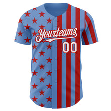 Charger l'image dans la galerie, Custom Powder Blue White-Red USA Flag Patriotic Split Stars and Stripes Authentic Baseball Jersey
