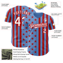 Charger l'image dans la galerie, Custom Powder Blue White-Red USA Flag Patriotic Split Stars and Stripes Authentic Baseball Jersey
