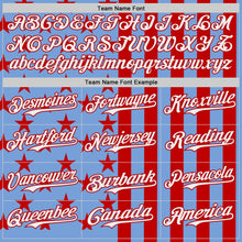 Charger l'image dans la galerie, Custom Powder Blue White-Red USA Flag Patriotic Split Stars and Stripes Authentic Baseball Jersey
