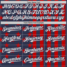 Load image into Gallery viewer, Custom Navy White-Red USA Flag Patriotic Split Stars and Stripes Authentic Baseball Jersey
