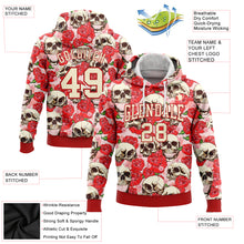Laden Sie das Bild in den Galerie-Viewer, Custom Stitched Red Cream 3D Skull Fashion Flower Sports Pullover Sweatshirt Hoodie
