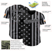 Laden Sie das Bild in den Galerie-Viewer, Custom Black-Gray USA Flag Patriotic Split Stars and Stripes Authentic Baseball Jersey
