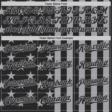 Laden Sie das Bild in den Galerie-Viewer, Custom Black-Gray USA Flag Patriotic Split Stars and Stripes Authentic Baseball Jersey
