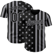 Laden Sie das Bild in den Galerie-Viewer, Custom Black-Gray USA Flag Patriotic Split Stars and Stripes Authentic Baseball Jersey
