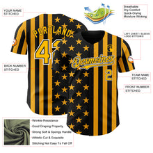 Загрузить изображение в средство просмотра галереи, Custom Black Gold-White USA Flag Patriotic Split Stars and Stripes Authentic Baseball Jersey
