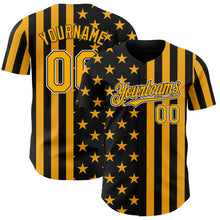 Загрузить изображение в средство просмотра галереи, Custom Black Gold-White USA Flag Patriotic Split Stars and Stripes Authentic Baseball Jersey
